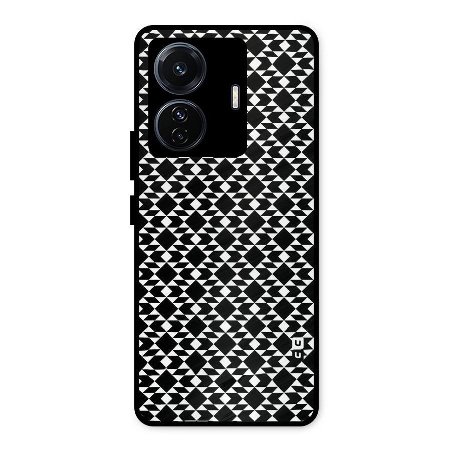 Black White Diamond Abstract Metal Back Case for Vivo T1 Pro