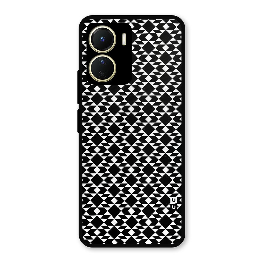 Black White Diamond Abstract Metal Back Case for Vivo T2x