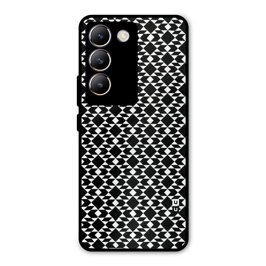 Black White Diamond Abstract Metal Back Case for Vivo T3 5G