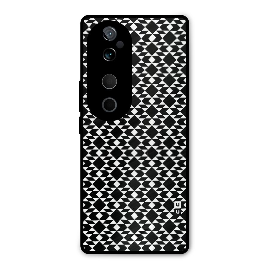 Black White Diamond Abstract Metal Back Case for Vivo T3 Ultra