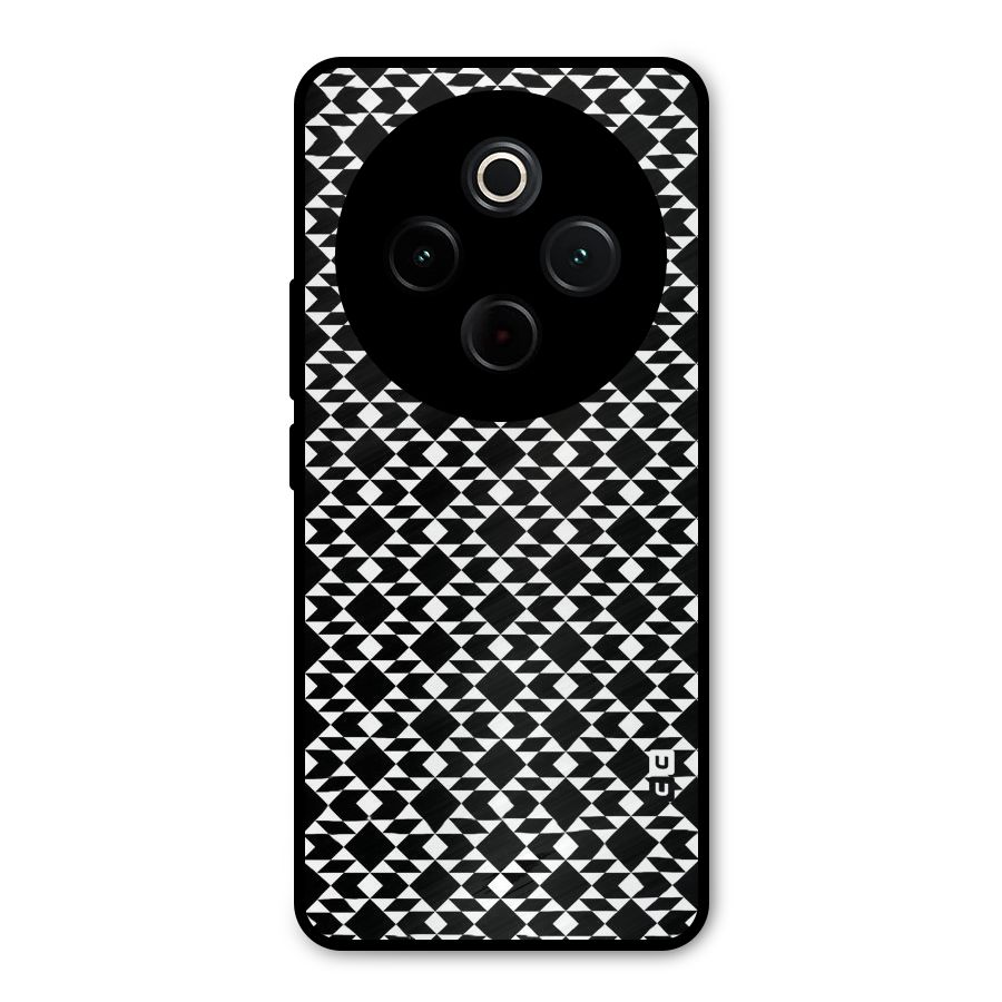 Black White Diamond Abstract Metal Back Case for Vivo T4