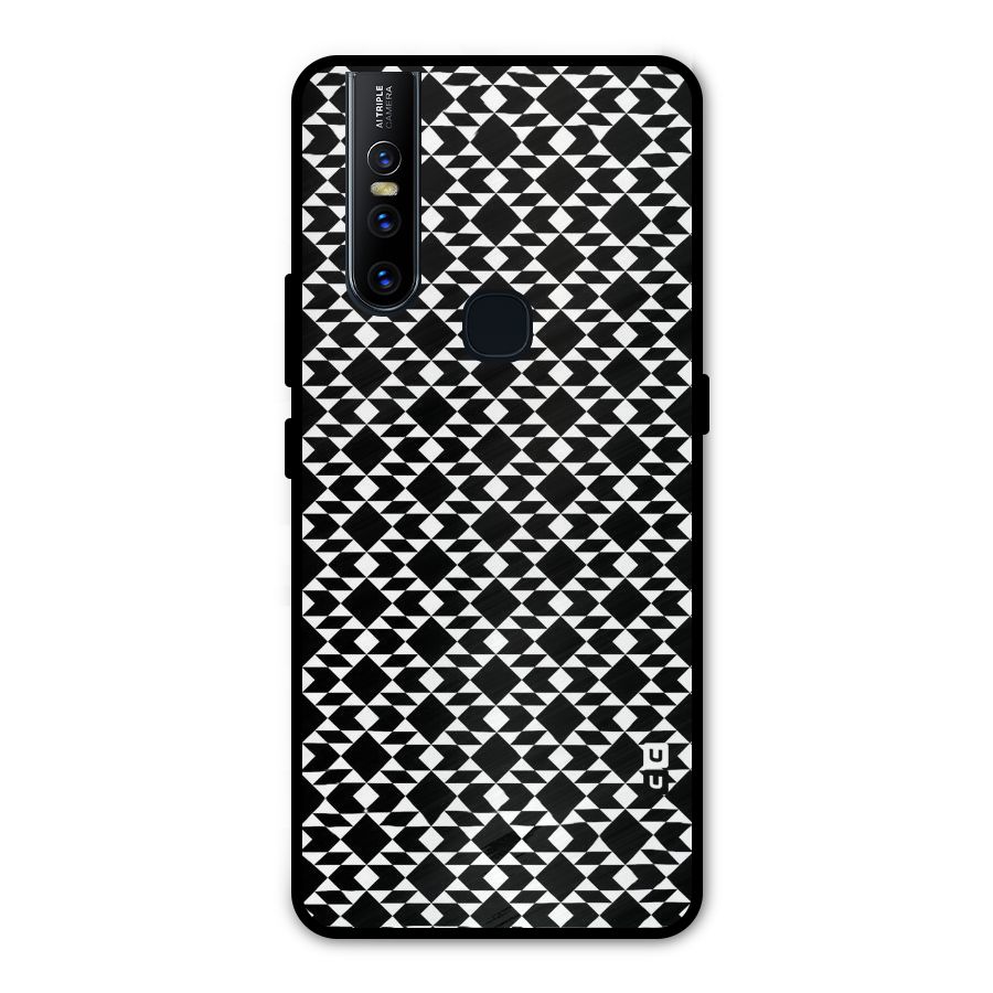 Black White Diamond Abstract Metal Back Case for Vivo V15