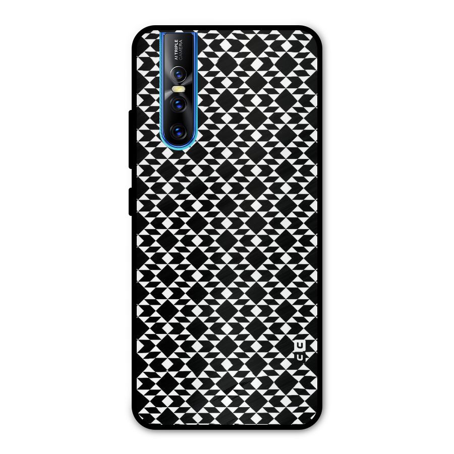 Black White Diamond Abstract Metal Back Case for Vivo V15 Pro