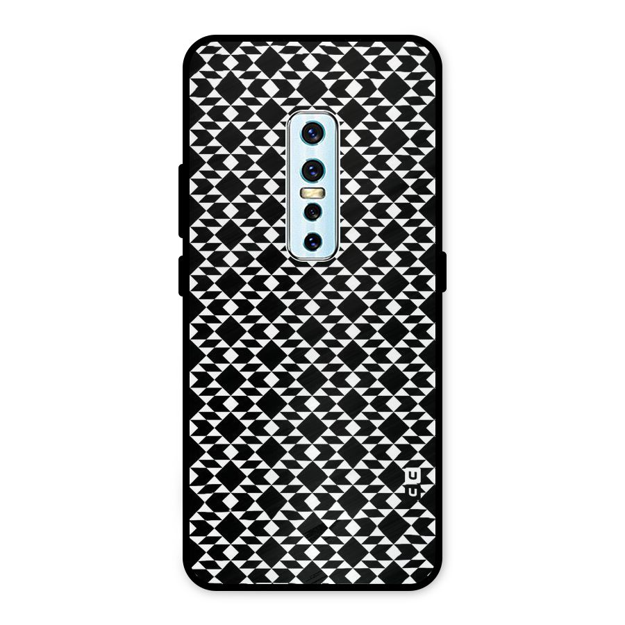 Black White Diamond Abstract Metal Back Case for Vivo V17 Pro