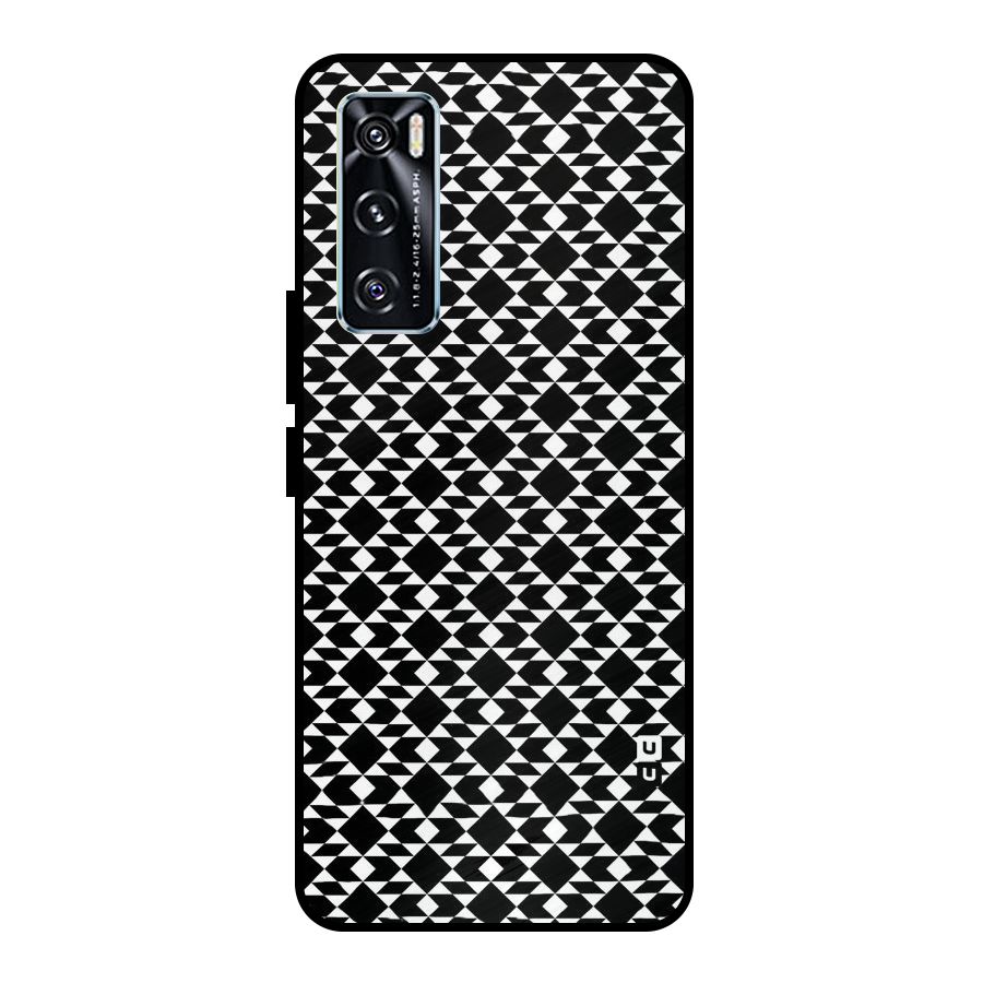 Black White Diamond Abstract Metal Back Case for Vivo V20 SE