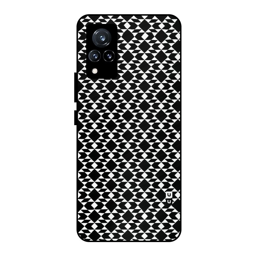Black White Diamond Abstract Metal Back Case for Vivo V21 5G