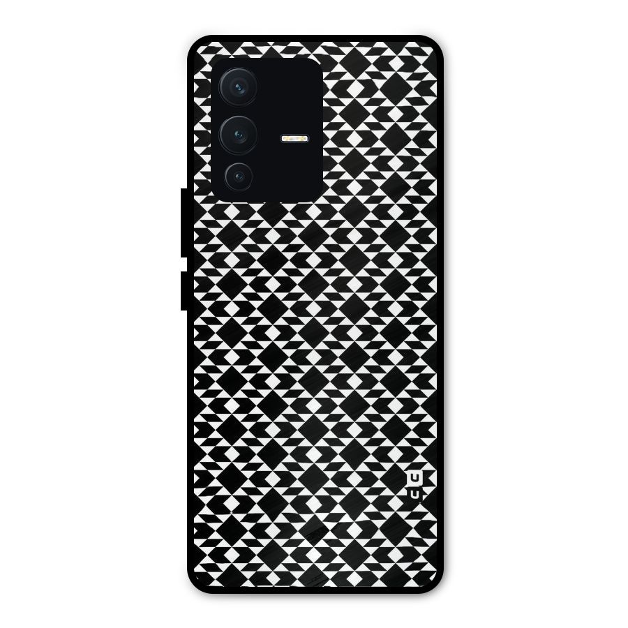 Black White Diamond Abstract Metal Back Case for Vivo V23 Pro