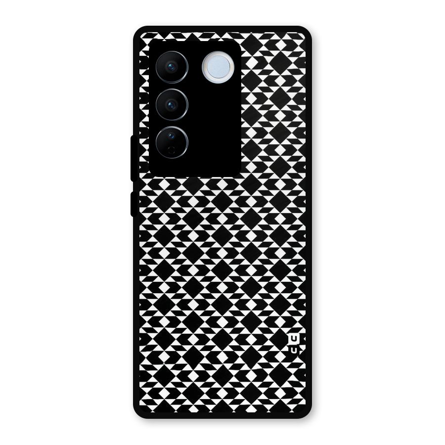Black White Diamond Abstract Metal Back Case for Vivo V27