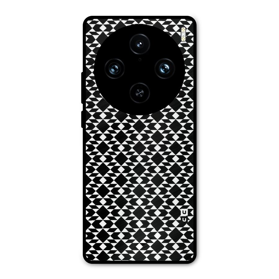 Black White Diamond Abstract Metal Back Case for Vivo X100 Pro
