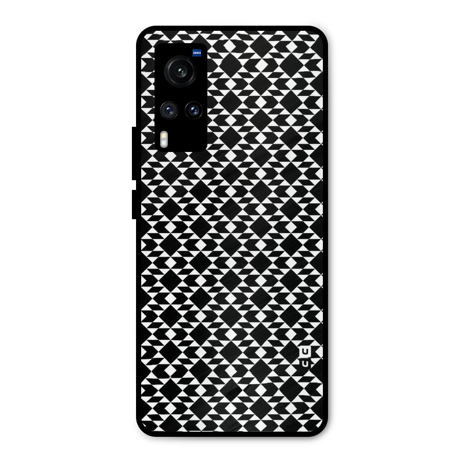 Black White Diamond Abstract Metal Back Case for Vivo X60