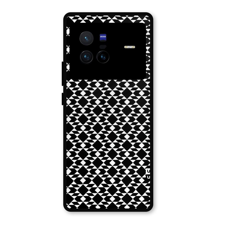Black White Diamond Abstract Metal Back Case for Vivo X80