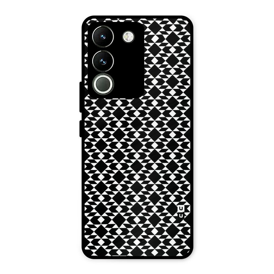 Black White Diamond Abstract Metal Back Case for Vivo Y200