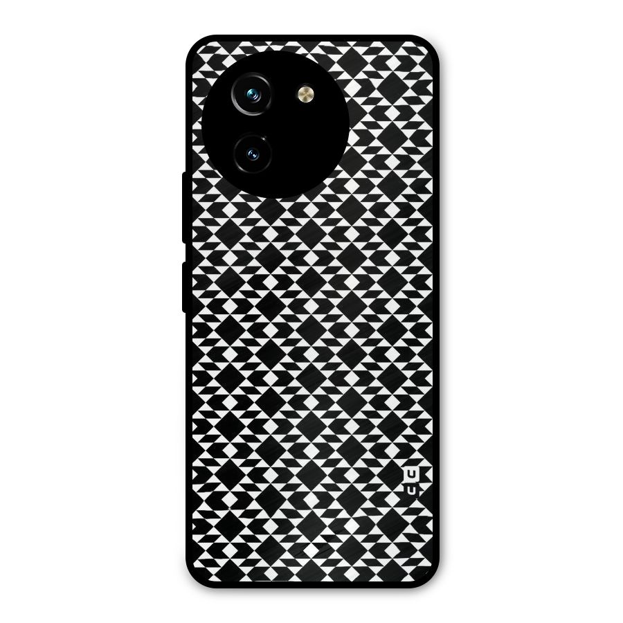 Black White Diamond Abstract Metal Back Case for Vivo Y200i