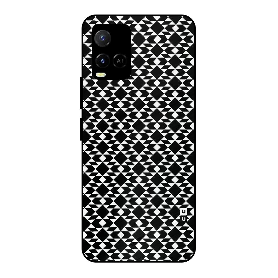 Black White Diamond Abstract Metal Back Case for Vivo Y21T