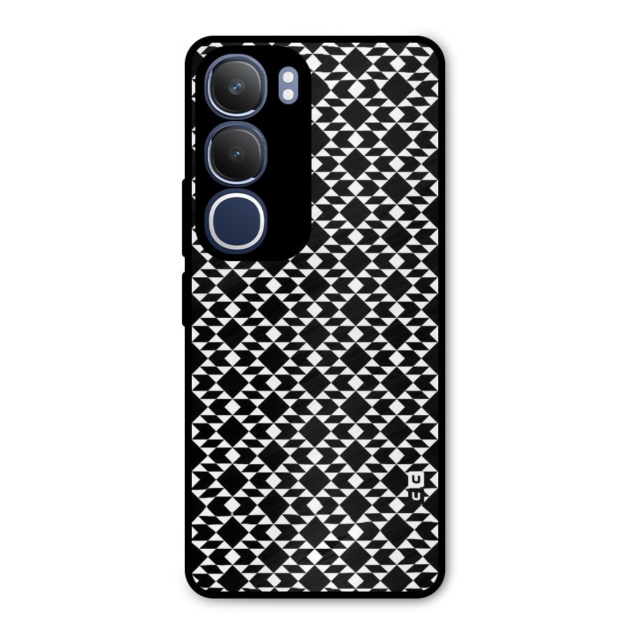 Black White Diamond Abstract Metal Back Case for Vivo Y29
