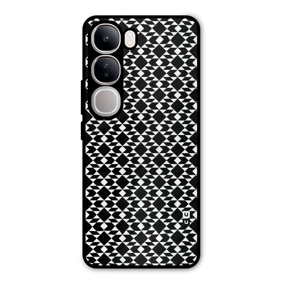 Black White Diamond Abstract Metal Back Case for Vivo Y300