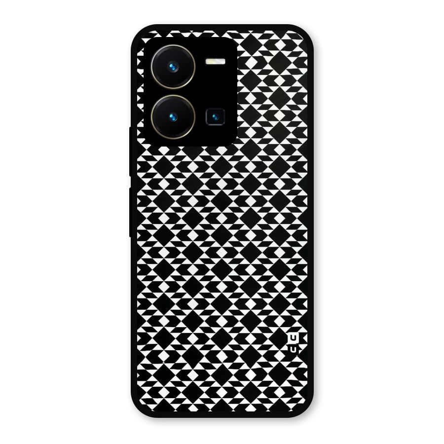 Black White Diamond Abstract Metal Back Case for Vivo Y35