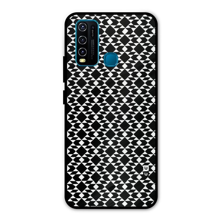 Black White Diamond Abstract Metal Back Case for Vivo Y50
