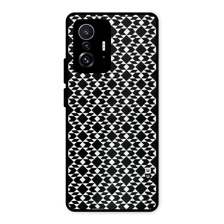 Black White Diamond Abstract Metal Back Case for Xiaomi 11T Pro