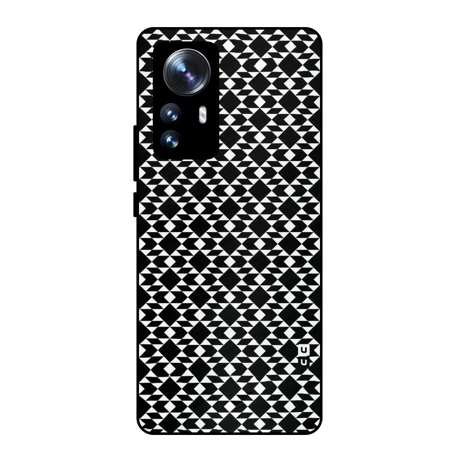 Black White Diamond Abstract Metal Back Case for Xiaomi 12 Pro