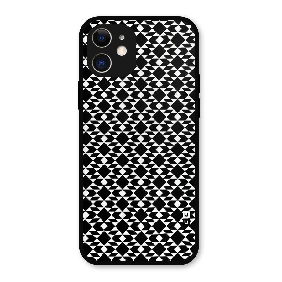 Black White Diamond Abstract Metal Back Case for iPhone 12