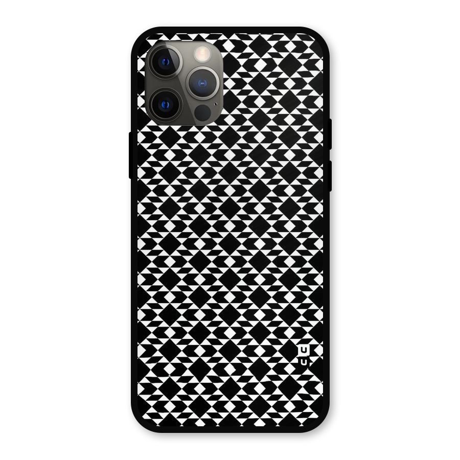 Black White Diamond Abstract Metal Back Case for iPhone 12 Pro