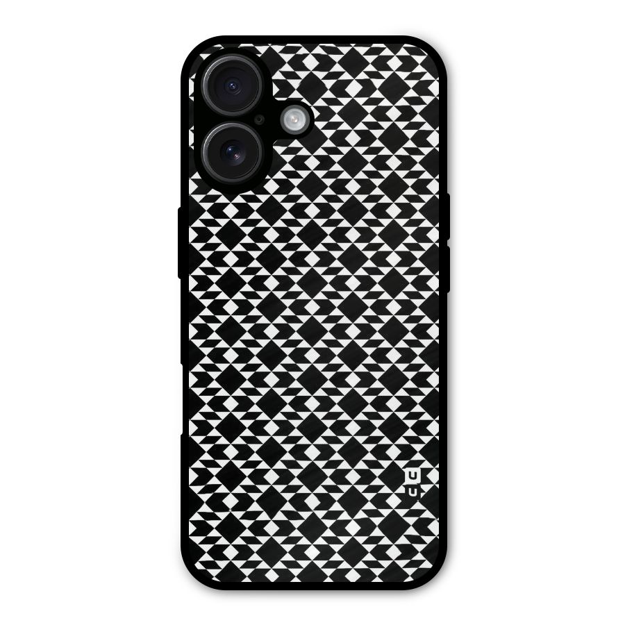 Black White Diamond Abstract Metal Back Case for iPhone 16