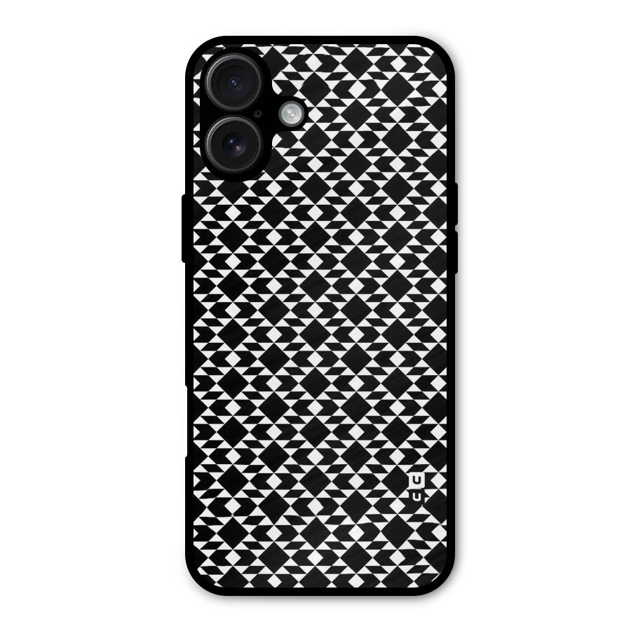 Black White Diamond Abstract Metal Back Case for iPhone 16 Plus