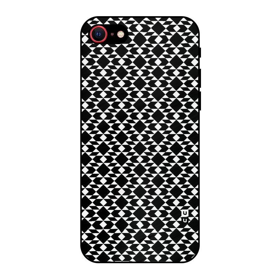 Black White Diamond Abstract Metal Back Case for iPhone 7