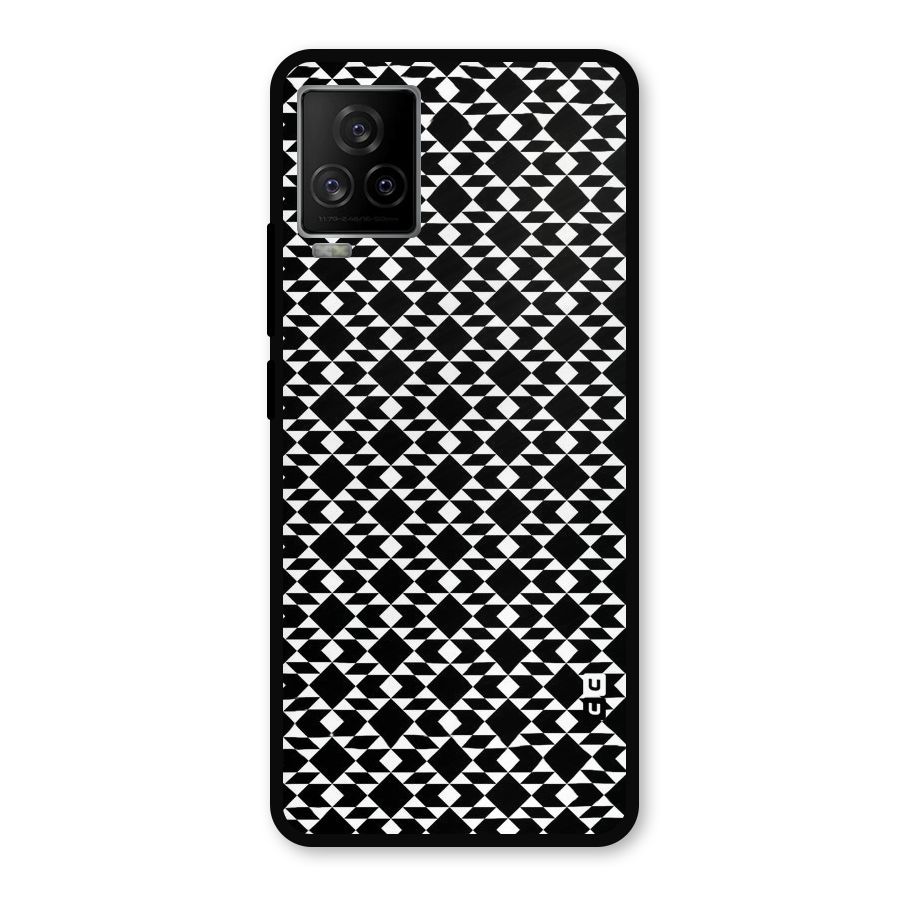 Black White Diamond Abstract Metal Back Case for iQOO 7 Legend 5G