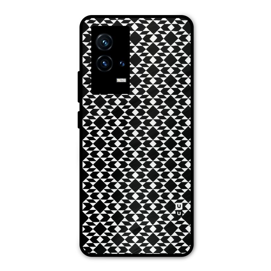 Black White Diamond Abstract Metal Back Case for iQOO 9 5G