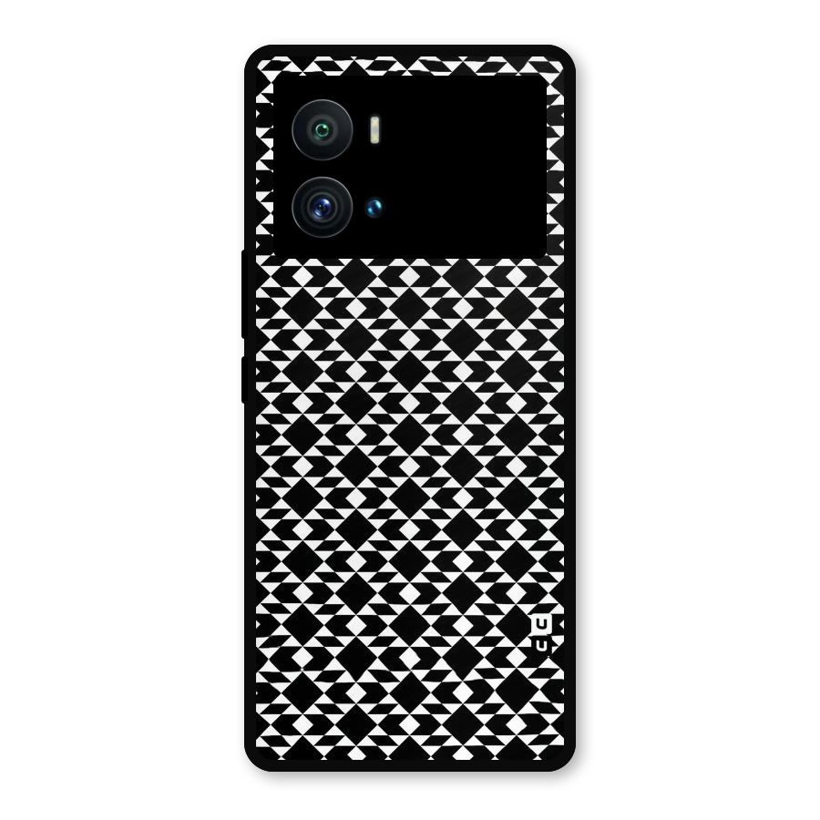 Black White Diamond Abstract Metal Back Case for iQOO 9 Pro