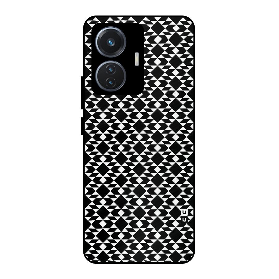 Black White Diamond Abstract Metal Back Case for iQOO Z6 44W