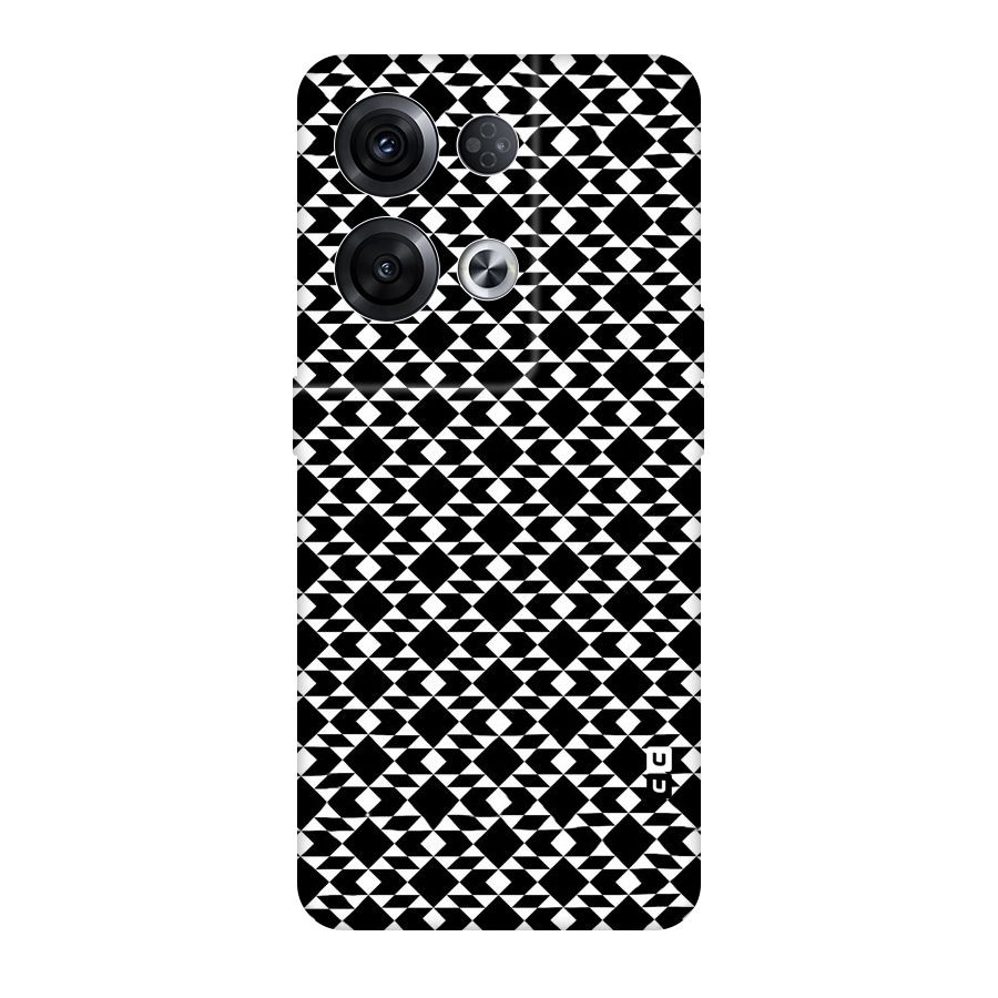 Black White Diamond Abstract Original Polycarbonate Back Case for Oppo Reno8 Pro 5G