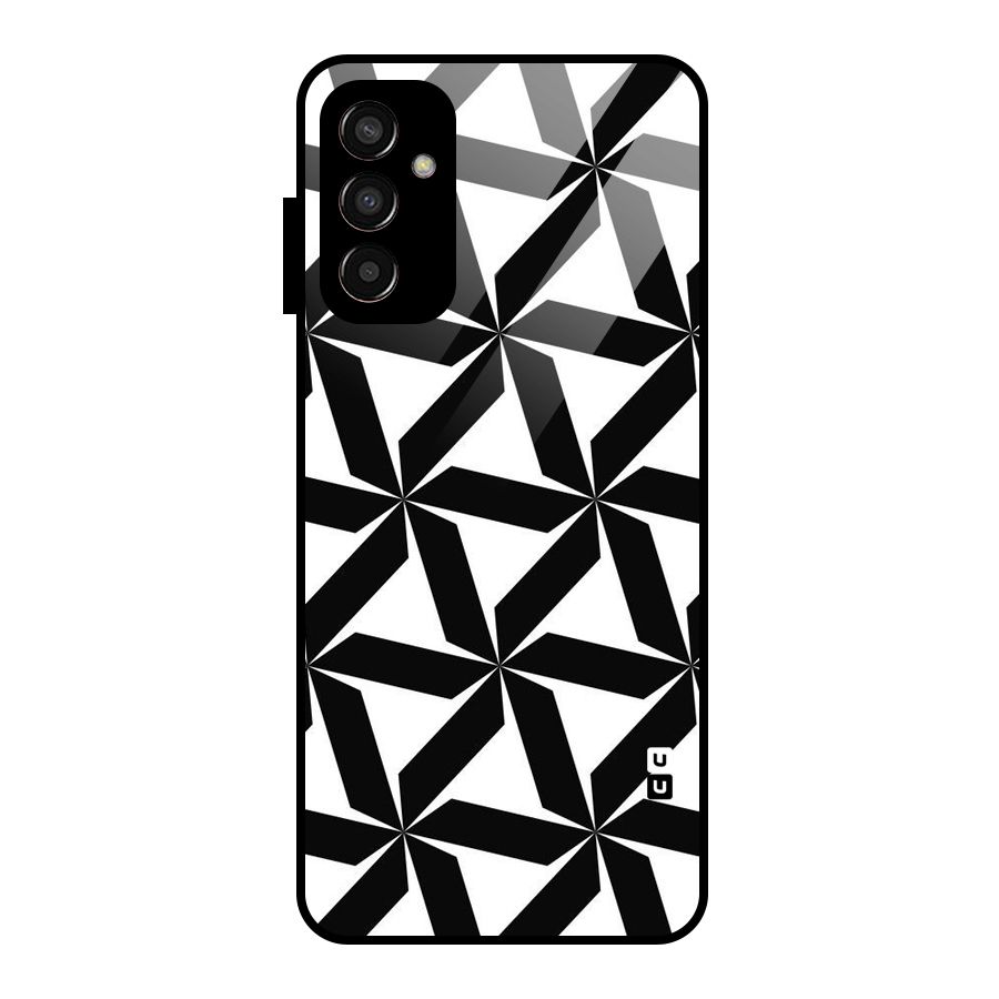 Black White Fan Design Glass Back Case for Galaxy F13