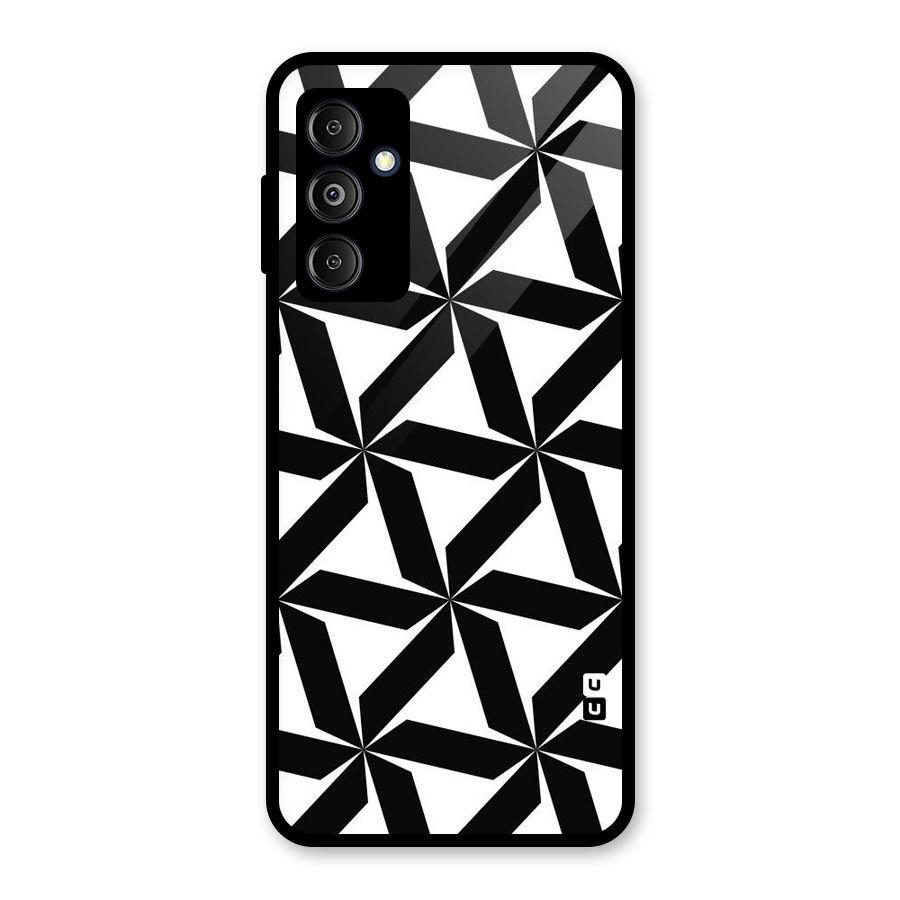Black White Fan Design Glass Back Case for Galaxy M14 5G