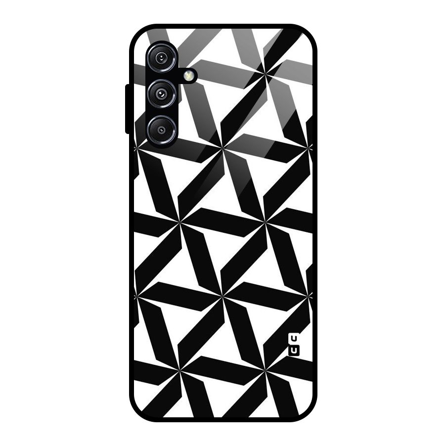 Black White Fan Design Glass Back Case for Galaxy M34 5G