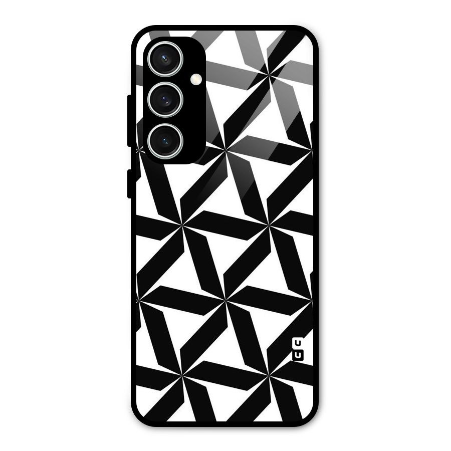 Black White Fan Design Glass Back Case for Galaxy S23 FE
