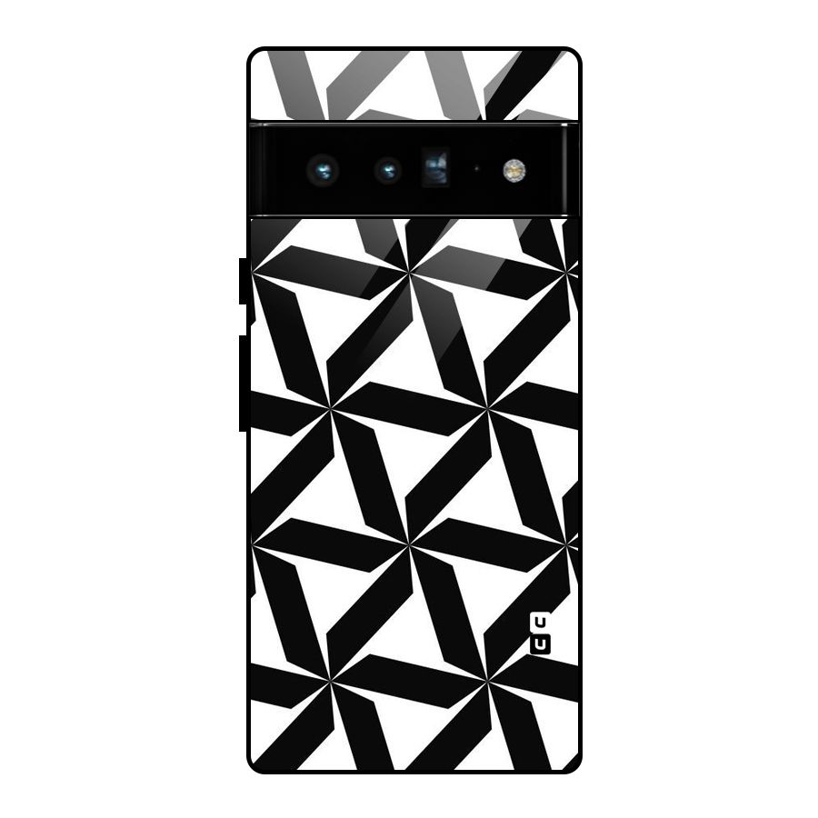 Black White Fan Design Glass Back Case for Google Pixel 6 Pro
