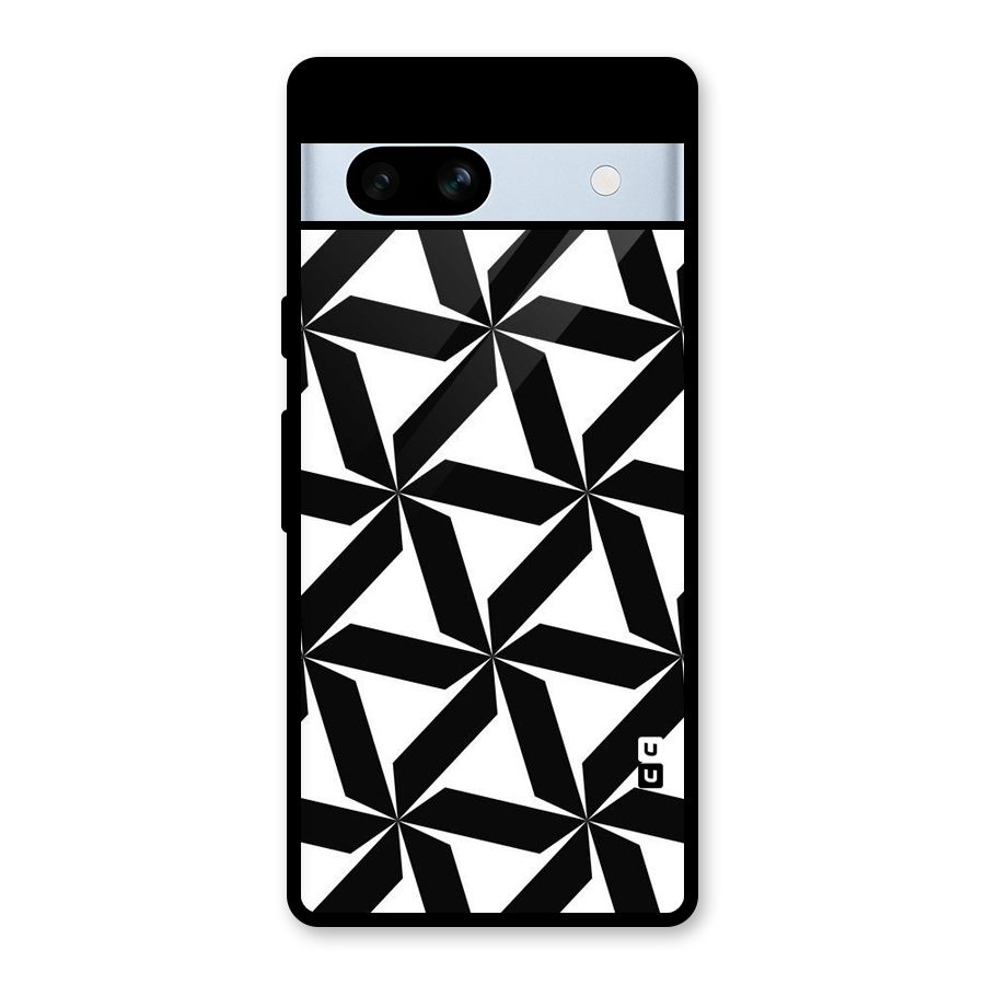 Black White Fan Design Glass Back Case for Google Pixel 7a