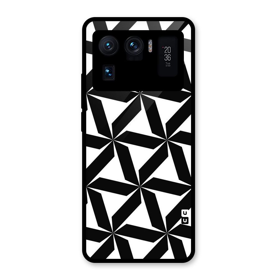 Black White Fan Design Glass Back Case for Mi 11 Ultra
