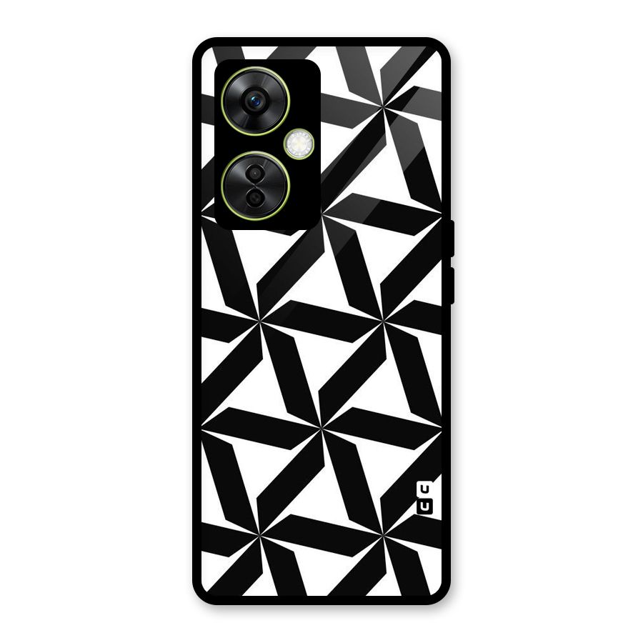 Black White Fan Design Glass Back Case for OnePlus Nord CE 3 Lite