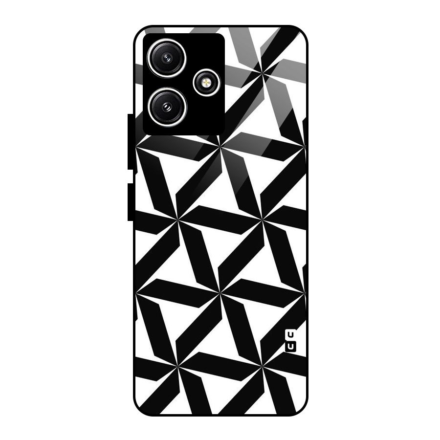 Black White Fan Design Glass Back Case for Poco M6 Pro