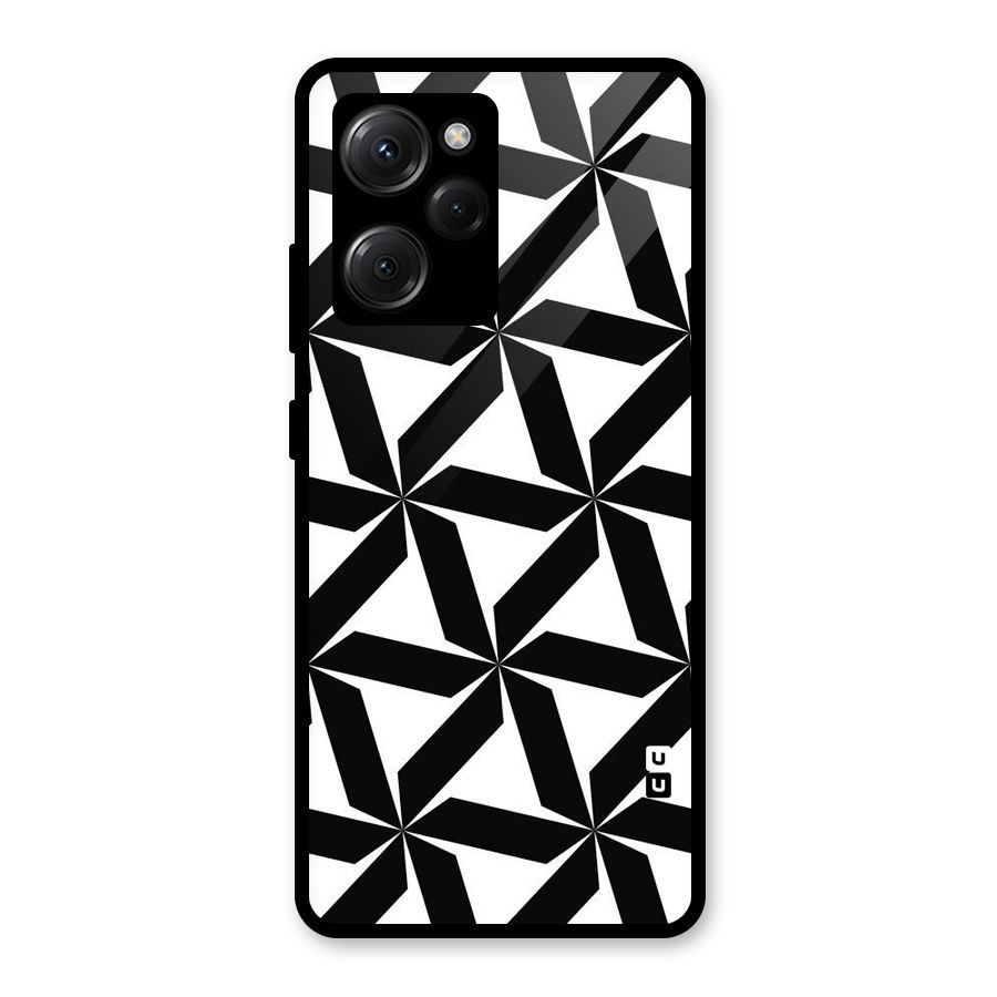 Black White Fan Design Glass Back Case for Poco X5 Pro