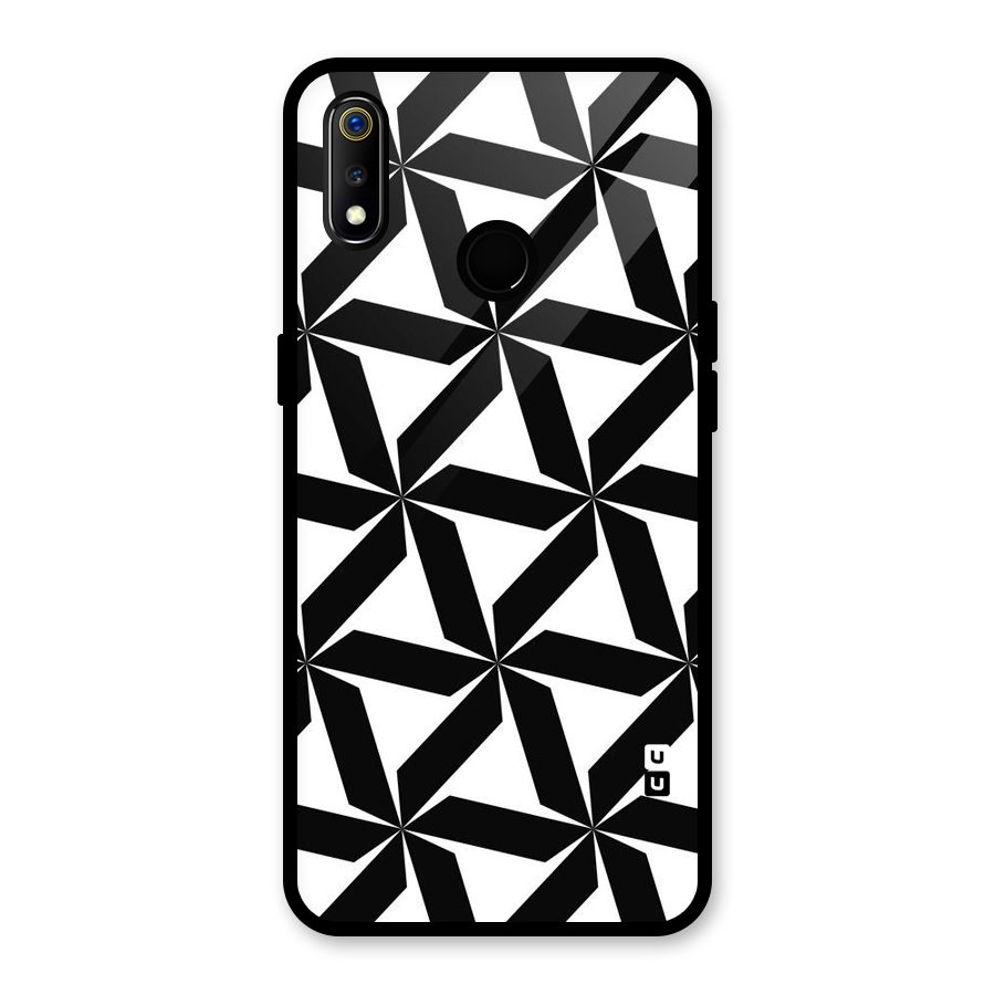 Black White Fan Design Glass Back Case for Realme 3i