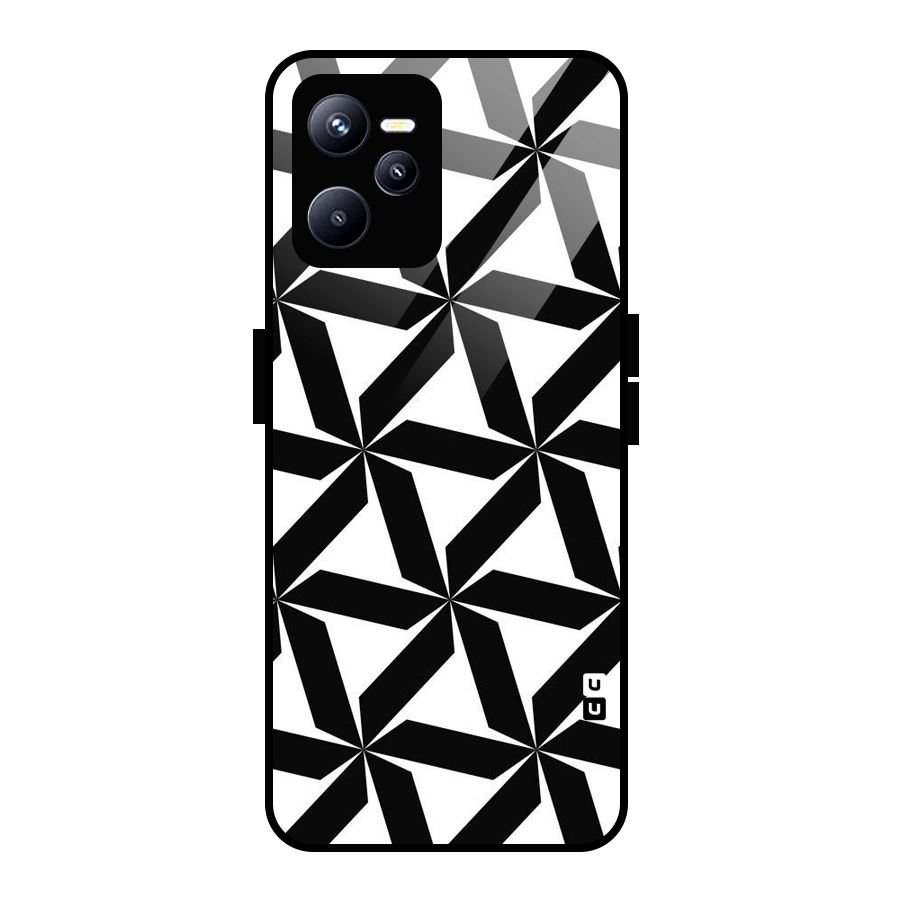 Black White Fan Design Glass Back Case for Realme C35
