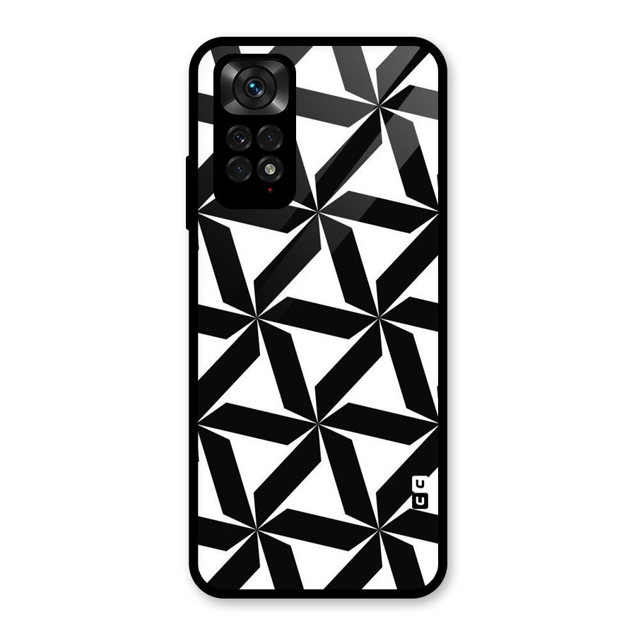 Black White Fan Design Glass Back Case for Redmi Note 11S