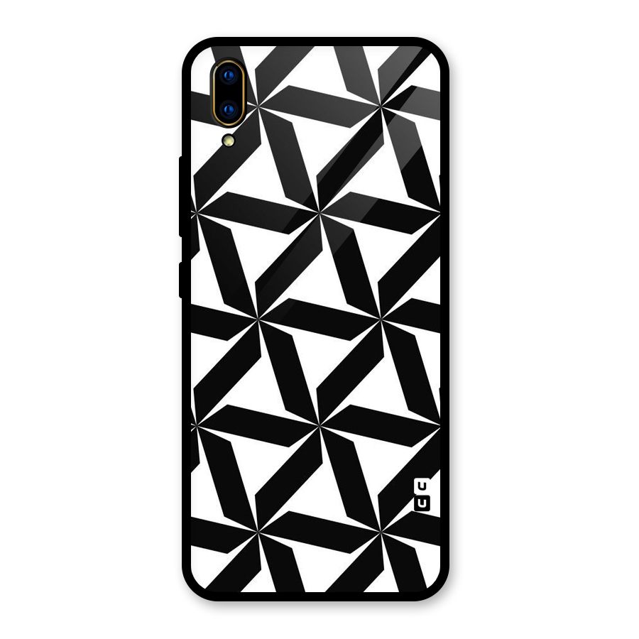 Black White Fan Design Glass Back Case for Vivo V11 Pro