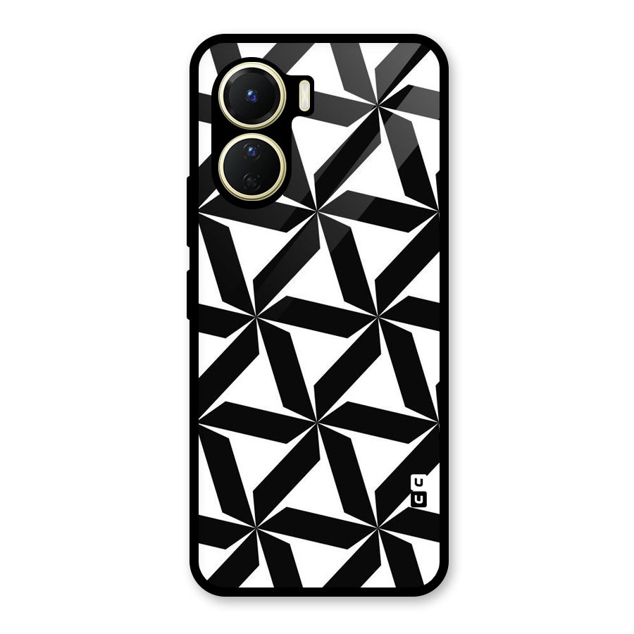 Black White Fan Design Glass Back Case for Vivo Y16