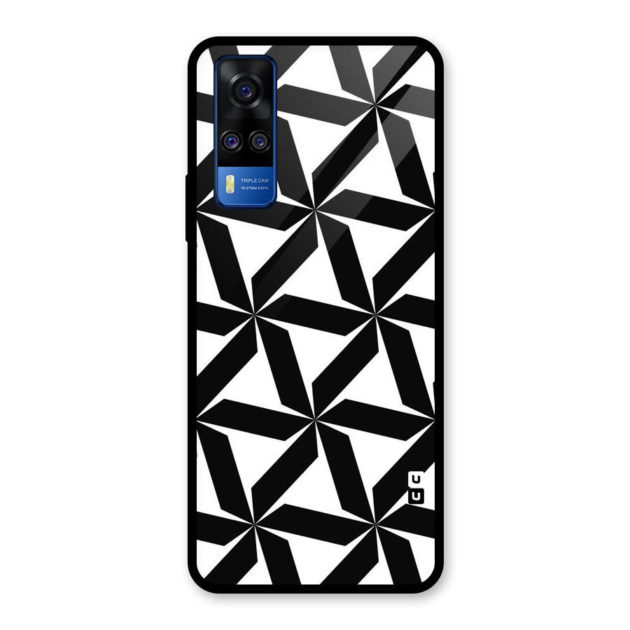 Black White Fan Design Glass Back Case for Vivo Y31